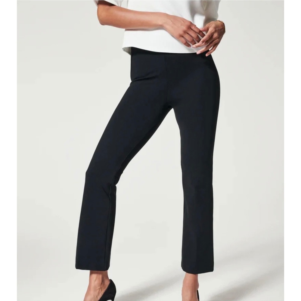Spanx Polished Kick Flare Pants Black Women 1X High Rise New Slimming